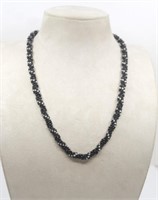 BLACK & SILVER TWISTED BEAD NECKLACE