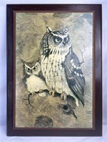 Retro owl picture signed by artist