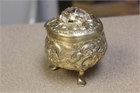 Ornate Gold Washed Silver Footed Box