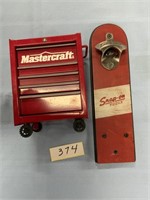 Mini Mastercraft tool box & Snap on bottle opener