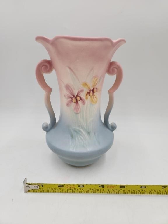 HULL POTTERY #403 Pink & Blue Iris Vase