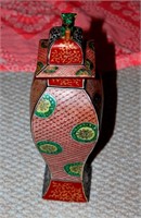 Antique Chinese Famille Verte Foo Dog Vase