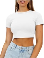 (New color white size: M) Womens Crop Tops Cute