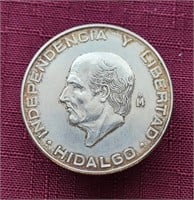 1955 Mexican Cinco Pesos 18+ Gr .720 Silver Coin