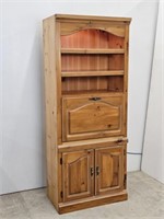 PINE CUPBOARD WITH DROP DOWN FRONT-LIGHTED