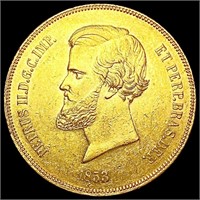1853 Brazil .5286oz Gold 20000 Reis CLOSELY