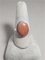 Sterling Silver Goldstone Ring Size 9