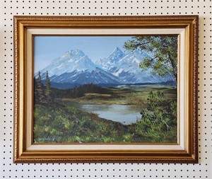 Oil Painting Teton Mountain Scene Fred Hudson WY