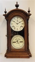 Antique Southern Calendar Double Dial Clock Runs