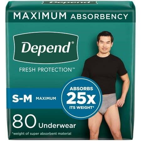 Depend Men's Incontinence Underwear S/M  80Ct