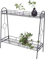 2-Layer Round Plant Stand  Black Paint