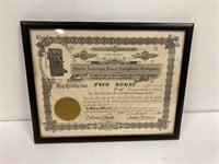 Telephone shares certificate, framed