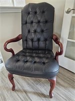 Ethan Allen Tufted Black Leather Armchair #402