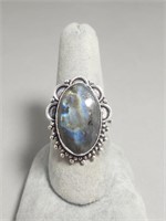 Sterling Silver Labradorite Ring Size 9
