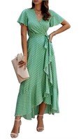 (new)size:L YAMTHR Women's Summer Dress Wrap Boho