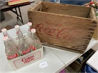 Coke box & 6 bottles