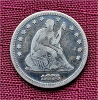 1876-P US Liberty Seated Silver Quarter Coin