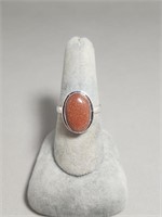 Sterling Silver Goldstone Ring- Size 8
