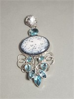 925 Sterling Silver Pendant- Dendritic Opal