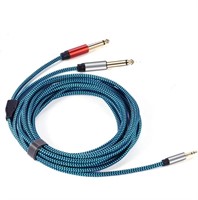 (new)3.5 mm to 2 x 6.35 mm Cable 20 ft, 1/8 inch
