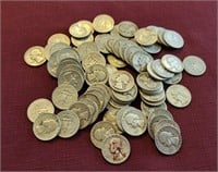 77 US Washington Silver Quarters Coins