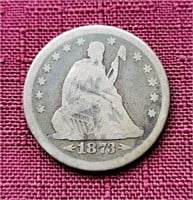 1873-P US Liberty Seated Silver Quarter Coin