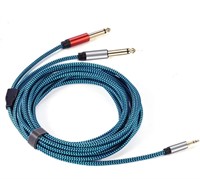 (new)3.5 mm to 2 x 6.35 mm Cable 20 ft, 1/8 inch