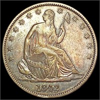 1842 Med Date Seated Liberty Half Dollar CHOICE