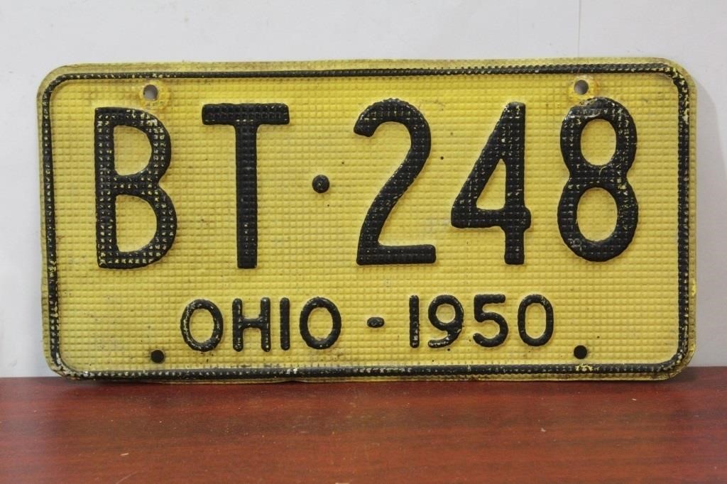 A 1950 Ohio License Plate