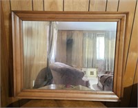 Vtg Wooden Framed Wall Hang Mirror
