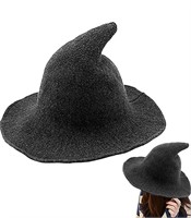 Modern Halloween Witch Hat Knit Wide-Brimmed Cap