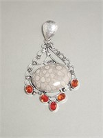 925 Sterling Silver Pendant- Fossil Coral
