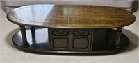 Vtg Wooden Oval Coffee Table w/ Cabinet