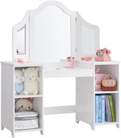Princess Makeup Table with Open Storage Cabinet