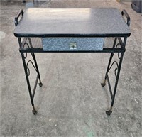 Wrought Iron Rolling Table w/ Drawer
