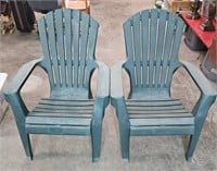 2 Green Adirondack Outdoor Chairs