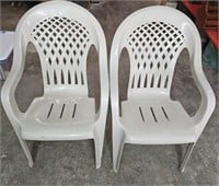 2 White Outdoor Plastic Chairs