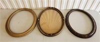 3 Antique Oval Frames One Fancy With Convex Glass