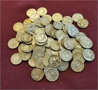 77 US Washington Silver Quarters Coins