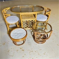 Bamboo Rattan Table and Chair Set