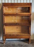 Antique Macys 3 Section Oak Barristers Bookcase