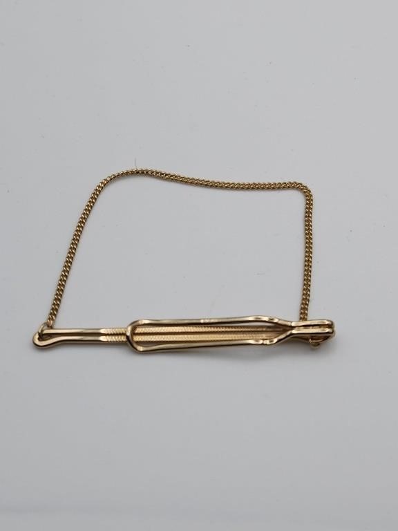 14k Gold Chain Tie Clip Bar