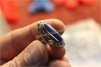 STERLING AND LAPIS STONE RING