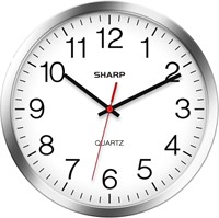 Sharp Wall Clock  Silver/Chrome  10 Inch