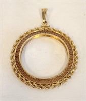 14K Gold Ring Pendant for a 36mm Coin 8.3 Grams