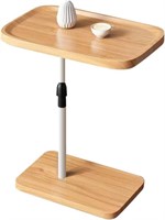 C Shaped End Table  Adjustable Height (White)