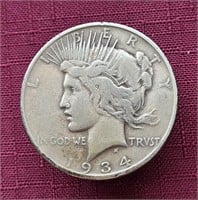 1934-S US Peace Silver Dollar Coin LOW MINTAGE