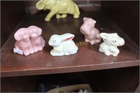 4 SMALL 2" VINTAGE POTTERY ANIMALS