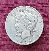 1935-S US Peace Silver Dollar Coin LOW MINTAGE