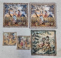Five Antique French & Belgian Tapestries